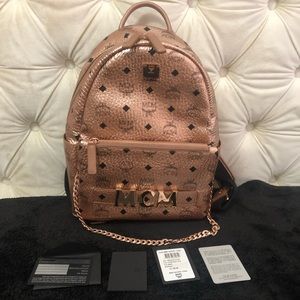 NEW Champagne Gold MCM Trilogy Backpack